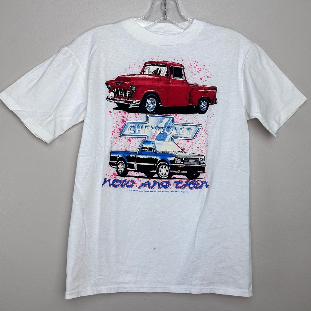 Vintage 1990s Chevrolet Truck Now and Then T-Shirt, Sportswear Size Small, Chevy